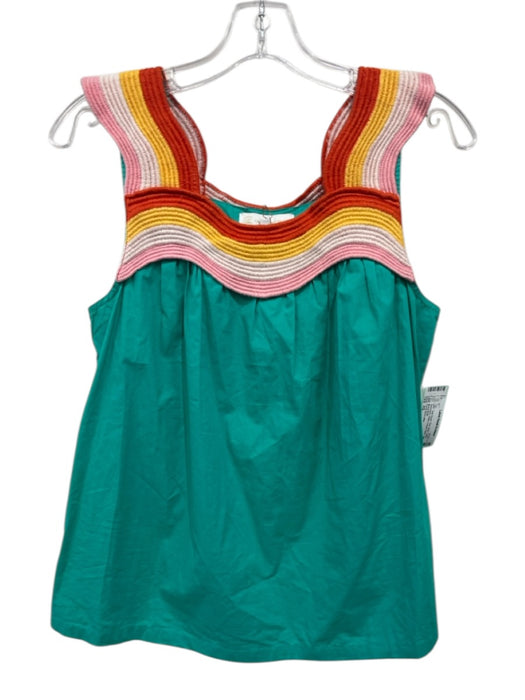 Corey lynn calter Size XS Teal Green, Pink, Multi Cotton Sleeveless Stripe Top Teal Green, Pink, Multi / XS