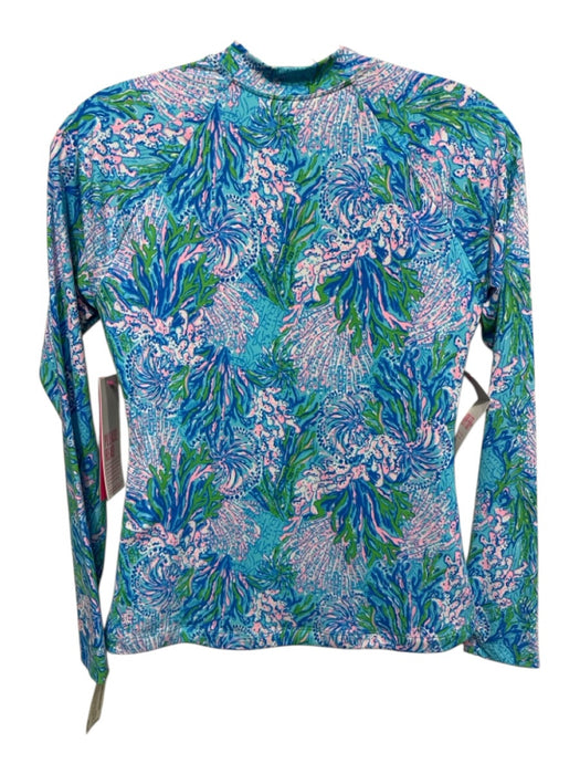 Lilly Pulitzer Size 4 Blue, Pink, Green Polyester & Spandex Long Sleeve Swimsuit Blue, Pink, Green / 4