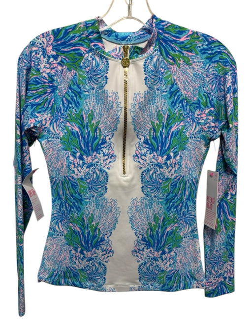 Lilly Pulitzer Size 4 Blue, Pink, Green Polyester & Spandex Long Sleeve Swimsuit Blue, Pink, Green / 4