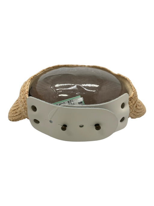 Lola Hats Beige Straw Snap Closure Leather Strap Sun Visor Hat Beige / One Size