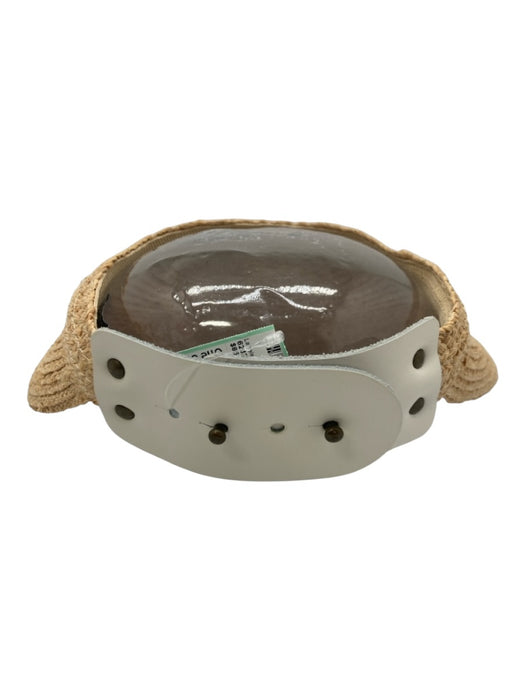 Lola Hats Beige Straw Snap Closure Leather Strap Sun Visor Hat Beige / One Size