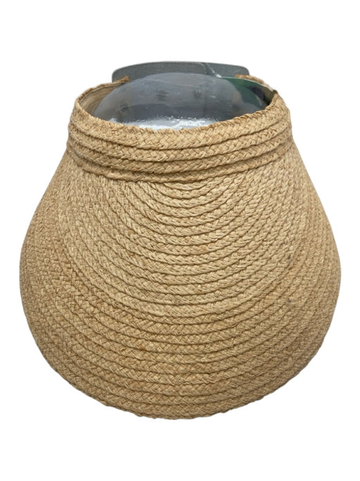 Lola Hats Beige Straw Snap Closure Leather Strap Sun Visor Hat Beige / One Size