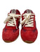 Tory Burch Shoe Size 7 Red, Purple, Beige Suede Lace Up Color Block Sneakers Red, Purple, Beige / 7