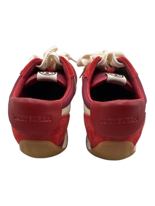 Tory Burch Shoe Size 7 Red, Purple, Beige Suede Lace Up Color Block Sneakers Red, Purple, Beige / 7