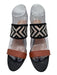 L'agence Shoe Size 8 Brown & Black Leather Embroidered Geometric 2 Strap Wedges Brown & Black / 8