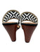L'agence Shoe Size 8 Brown & Black Leather Embroidered Geometric 2 Strap Wedges Brown & Black / 8