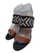 L'agence Shoe Size 8 Brown & Black Leather Embroidered Geometric 2 Strap Wedges Brown & Black / 8
