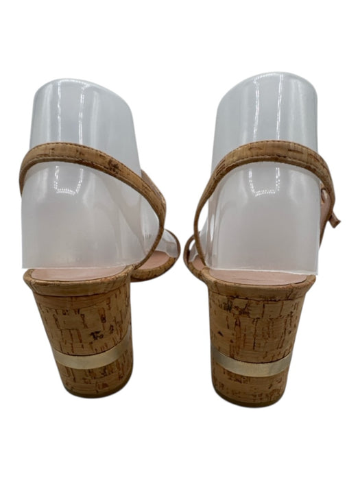 Stuart Weitzman Shoe Size 8 Beige Cork Ankle Buckle Midi Heel Toe strap Sandals Beige / 8