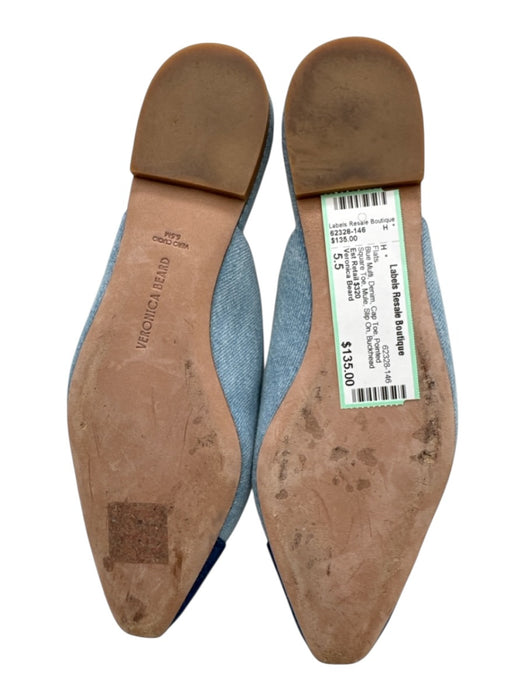 Veronica Beard Shoe Size 5.5 Blue Multi Denim Cap Toe Pointed Square Toe Flats Blue Multi / 5.5