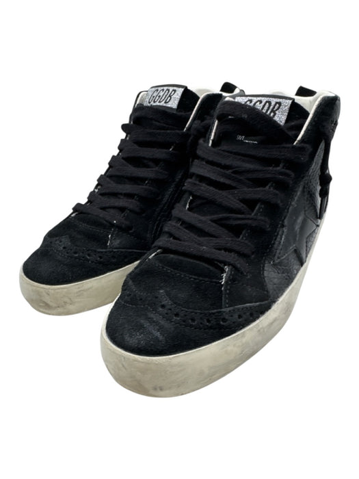 Golden Goose Shoe Size 37 Black Suede Embossed High Top Lace Up Midstar Sneakers Black / 37