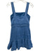 Alexis Size S Blue Linen & Cotton Sleeveless Fringe Contrast Stitching Dress Blue / S