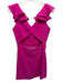 Amanda Uprichard Size M Hot pink Polyester Ruffle Cap Sleeve V Neck Mini Dress Hot pink / M