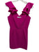 Amanda Uprichard Size M Hot pink Polyester Ruffle Cap Sleeve V Neck Mini Dress Hot pink / M