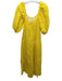 Solid & Striped Size S Yellow, White, Green Linen Short Puff Sleeve Tiered Dress Yellow, White, Green / S