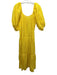 Solid & Striped Size S Yellow, White, Green Linen Short Puff Sleeve Tiered Dress Yellow, White, Green / S