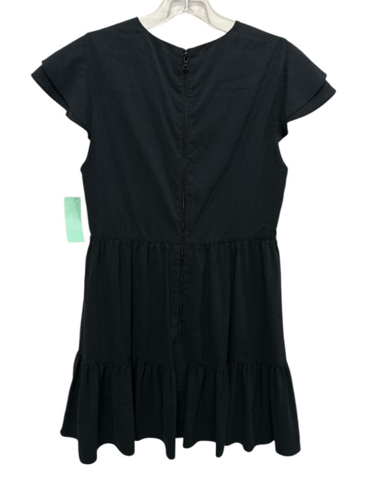 Alice + Olivia Size 0 Black Modal & Polyester Cap Sleeve Tiered Mini Dress Black / 0