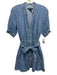 Veronica Beard Size S Medium Wash Cotton Denim Short Puff Sleeve Tiered Dress Medium Wash / S