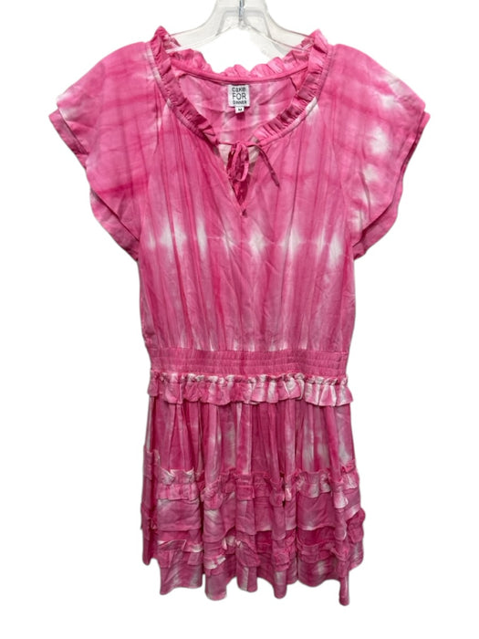 Cake for Dinner Size M Hot Pink & White Rayon Cap Sleeve Tie Dye Mini Dress Hot Pink & White / M
