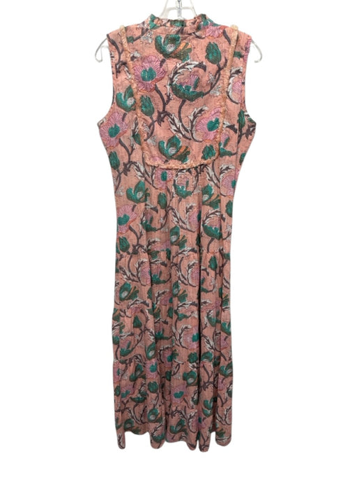 Lola Australia Size XS Orange, Pink, Green Cotton Sleeveless Floral Print Dress Orange, Pink, Green / XS