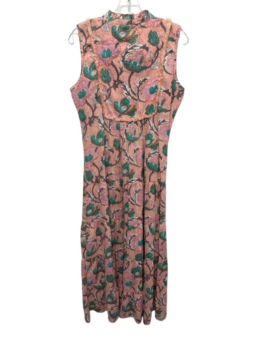 Lola Australia Size XS Orange, Pink, Green Cotton Sleeveless Floral Print Dress Orange, Pink, Green / XS