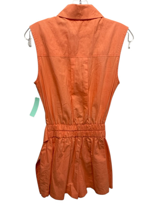 Ramy Brook Size S Orange Cotton Sleeveless Buttons Belt Pockets Romper Orange / S
