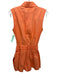 Ramy Brook Size S Orange Cotton Sleeveless Buttons Belt Pockets Romper Orange / S