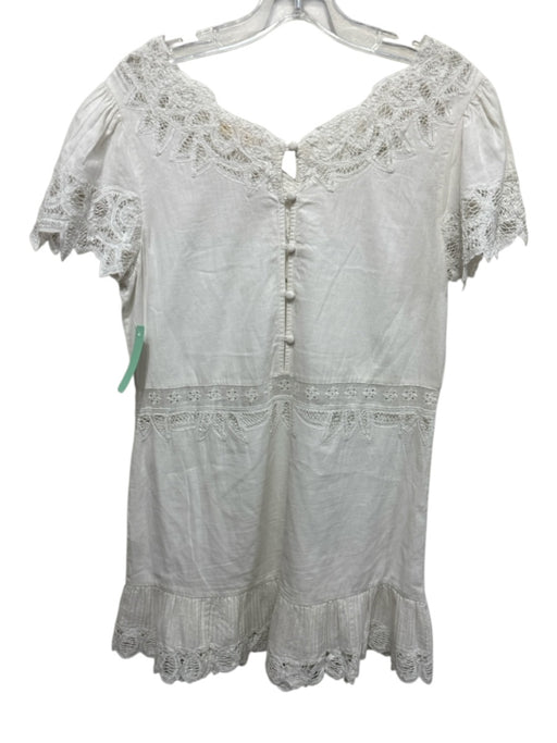 Love Shack Fancy Size S White Cotton & Flax Short Sleeve Crochet Lace Mini Dress White / S