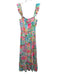 Lilly Pulitzer Size S Blue, Pink, Orange Rayon Ruffle Cap Sleeve Stamp Dress Blue, Pink, Orange / S