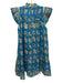 Love The Label Size S Blue, Green, Brown Cotton Ruffle Cap Sleeve Dress Blue, Green, Brown / S