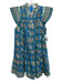 Love The Label Size S Blue, Green, Brown Cotton Ruffle Cap Sleeve Dress Blue, Green, Brown / S