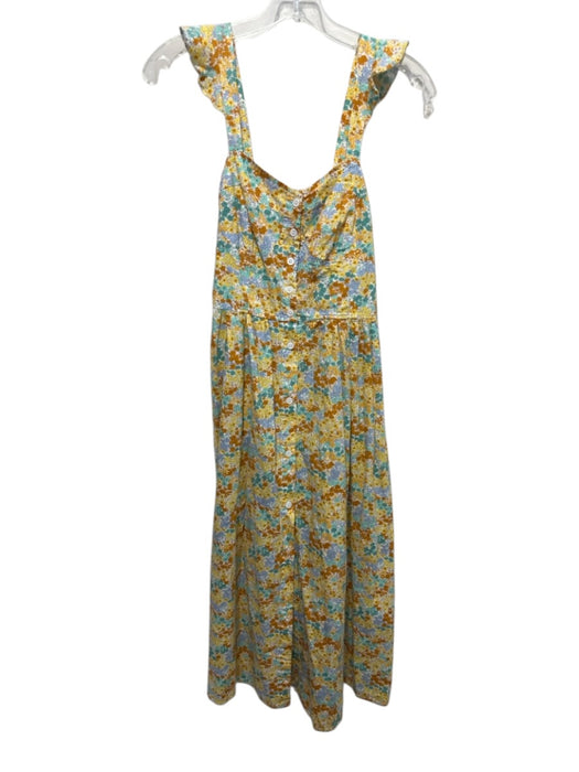 Molly Bracken Size S Yellow, Green, Multi Cotton Sleeveless Floral Print Dress Yellow, Green, Multi / S