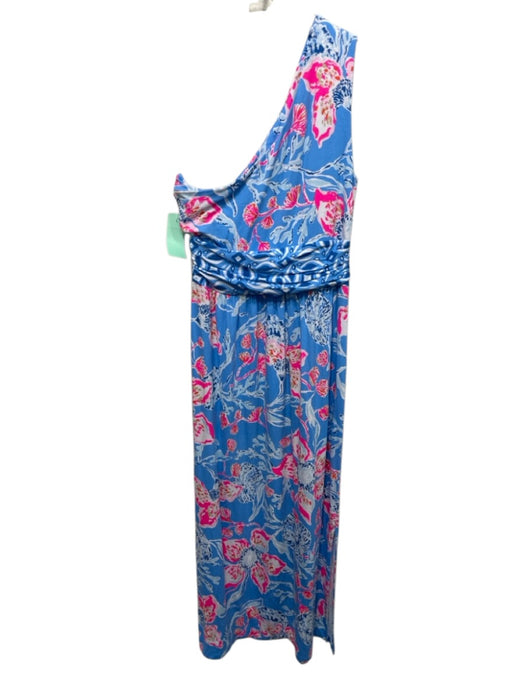 Lilly Pulitzer Size XS Blue, Pink, Orange Rayon & Spandex One Shoulder Dress Blue, Pink, Orange / XS