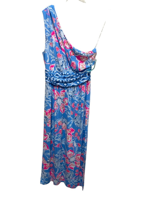 Lilly Pulitzer Size XS Blue, Pink, Orange Rayon & Spandex One Shoulder Dress Blue, Pink, Orange / XS