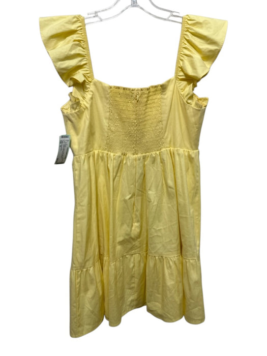 Reformation Size 10 Yellow Cotton Flutter Cap sleeve Square Neck Mini Dress Yellow / 10