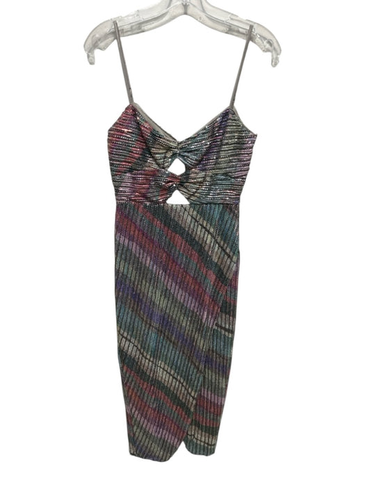 Saylor Size XS Green, Purple, Multi Polyester Fully Sequined Sleeveless Dress Green, Purple, Multi / XS