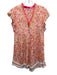 Poupette St. Barth Size S Orange, Pink, White Viscose Ruffle Cap Sleeve Dress Orange, Pink, White / S