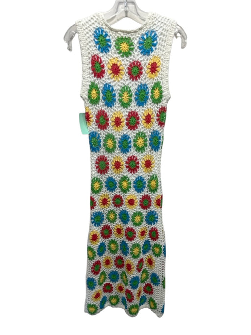 J. Marie Size S Red, Yellow, Multi Acrylic & Nylon Sleeveless Crochet Midi Dress Red, Yellow, Multi / S