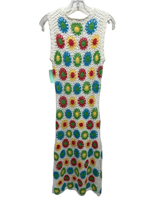 J. Marie Size S Red, Yellow, Multi Acrylic & Nylon Sleeveless Crochet Midi Dress Red, Yellow, Multi / S