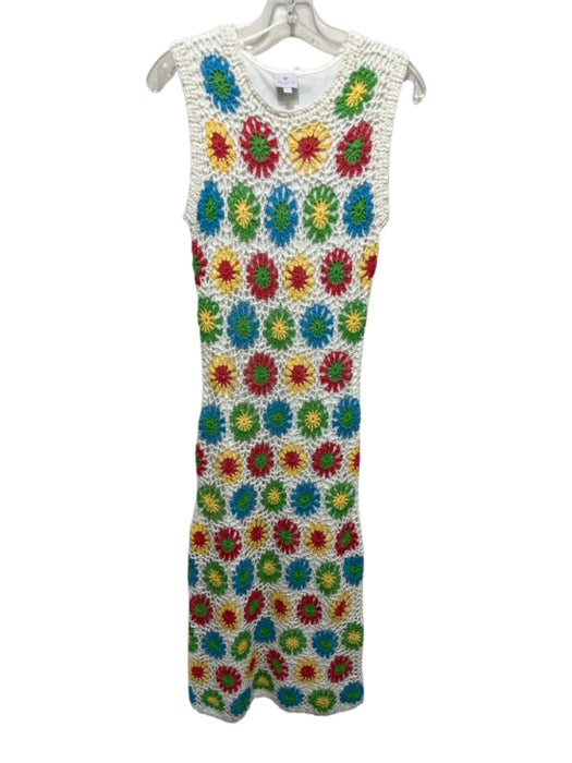J. Marie Size S Red, Yellow, Multi Acrylic & Nylon Sleeveless Crochet Midi Dress Red, Yellow, Multi / S