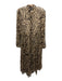 Johnny Was Jade Size XS Beige & Brown Silk Long Sleeve Animal Print Sheer Dress Beige & Brown / XS