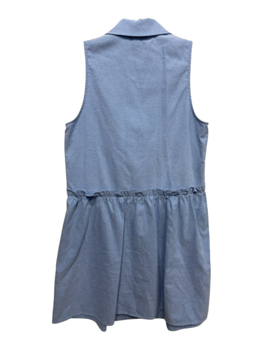 Tuckernuck Size S Blue Cotton & Polyester Sleeveless Buttons Collar Mini Dress Blue / S