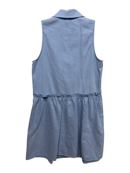 Tuckernuck Size S Blue Cotton & Polyester Sleeveless Buttons Collar Mini Dress Blue / S