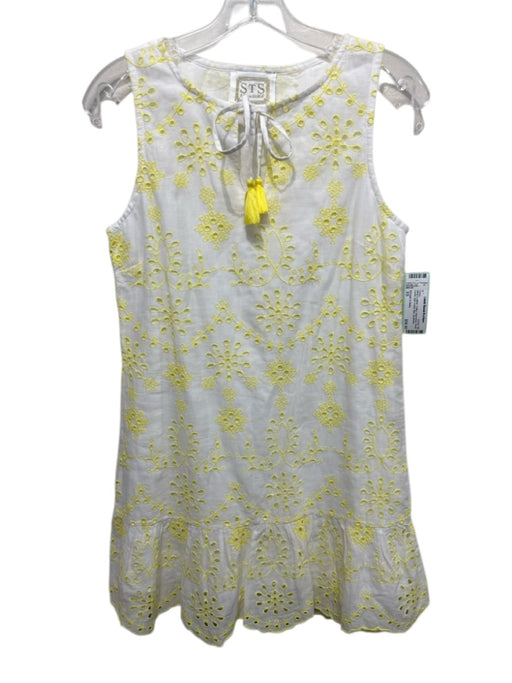 STS Sail to Sable Size XS White & yellow Cotton Sleeveless Floral Eyelet Dress White & yellow / XS