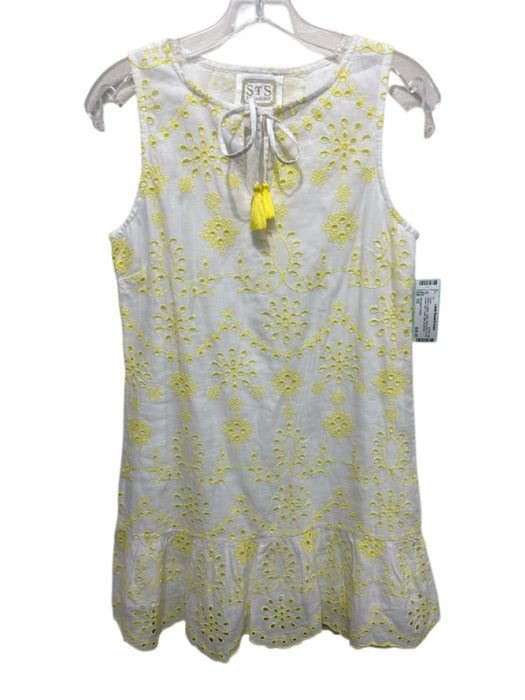 STS Sail to Sable Size XS White & yellow Cotton Sleeveless Floral Eyelet Dress White & yellow / XS