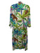 Oliphant Size XS Green, Blue, Multi Cotton & Silk Long Sleeve Buttons Midi Dress Green, Blue, Multi / XS