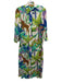 Oliphant Size XS Green, Blue, Multi Cotton & Silk Long Sleeve Buttons Midi Dress Green, Blue, Multi / XS