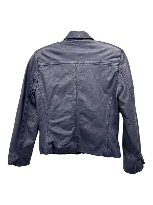 Zadig & Voltaire Size S Navy Blue Lamb leather Button Down Crop Jacket Navy Blue / S