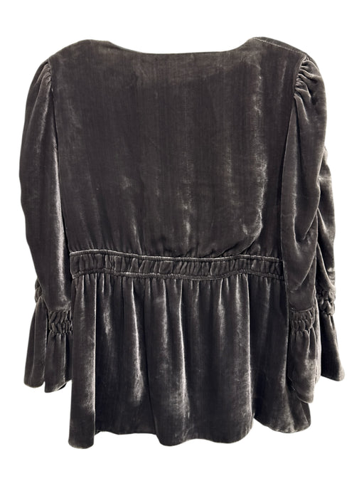 Hale Bob Size M Dark Green Rayon Blend Velour Tie Waist Trumpet Sleeve Top Dark Green / M