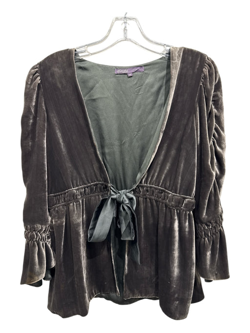 Hale Bob Size M Dark Green Rayon Blend Velour Tie Waist Trumpet Sleeve Top Dark Green / M