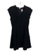 Rebecca Taylor Size 2 Black Cotton & Wool Blend Tweed V Neck Fray Detail Dress Black / 2